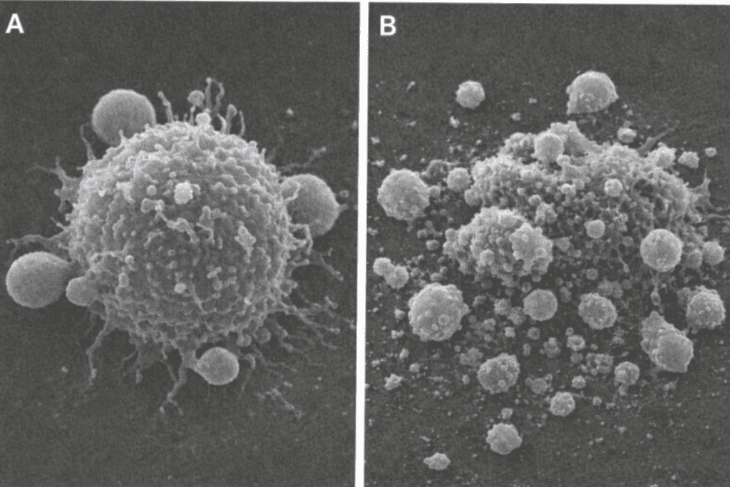 Rakovinová bunka pozorovaná pod elektrónovým mikroskopom.