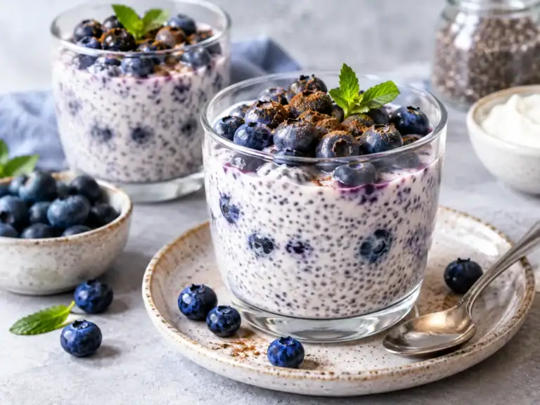 Chia puding s čučoriedkami