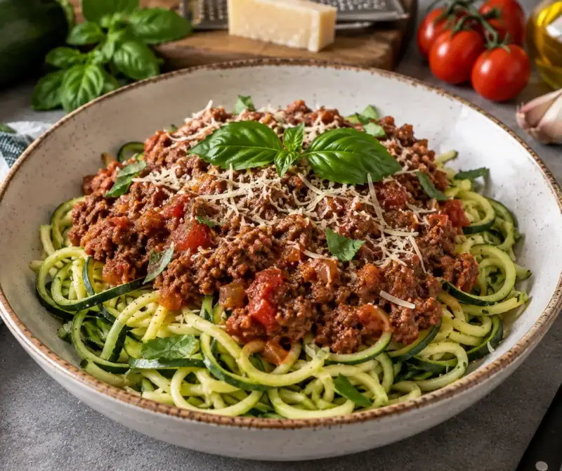 Špagety z cukety s boloňskou omáčkou – low-carb recept