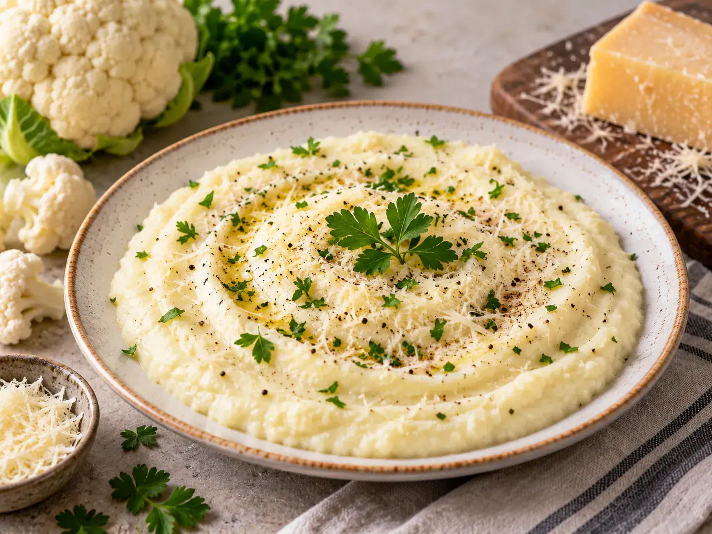 Karfiolové pyré s parmezánom