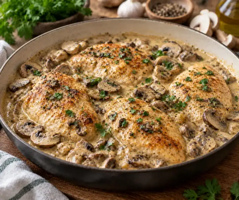 Kuracie prsia so smotanovo-hubovou omáčkou – low-carb recept