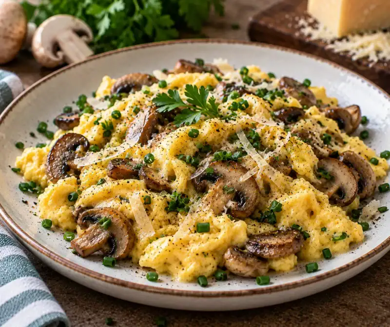 Hubová praženica so šampiňónmi a parmezánom