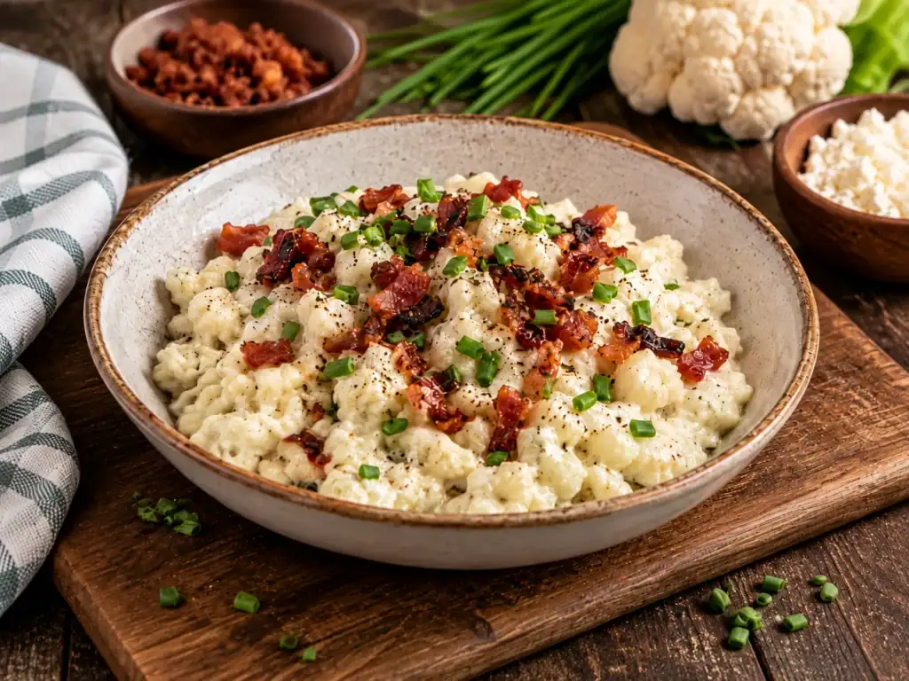 Karfiolové bryndzové halušky so slaninou – low-carb recept