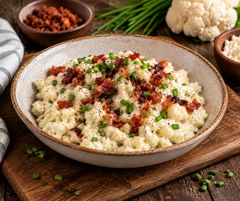 Karfiolové bryndzové halušky so slaninou – low-carb recept