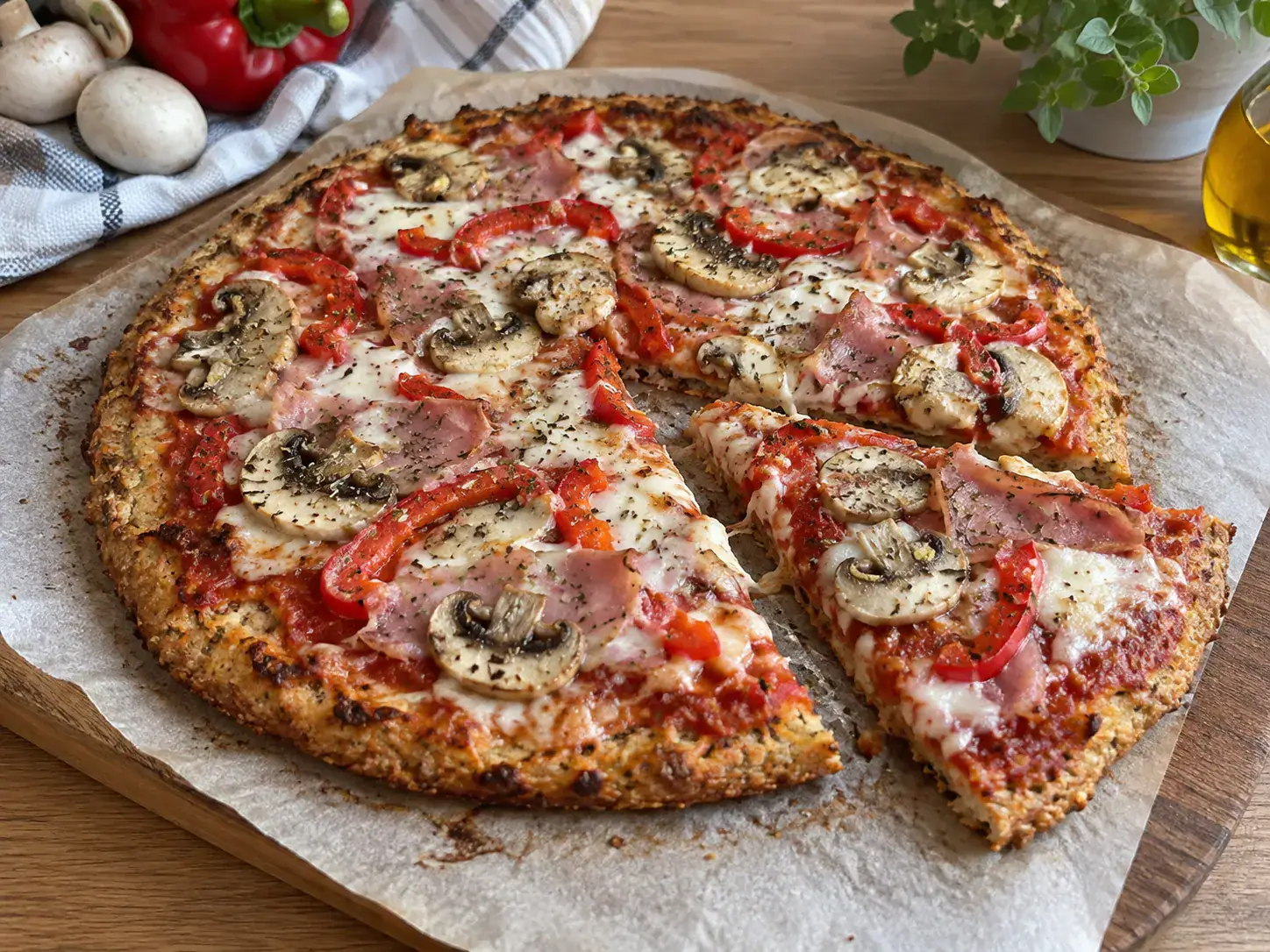 Low-carb pizza bez múky s tvarohovým cestom